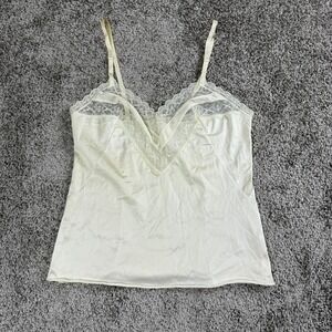 VTG Vanity Fair Womens Y2K Camisole 32 Ivory Lace Lingerie Coquette Romantic 90s